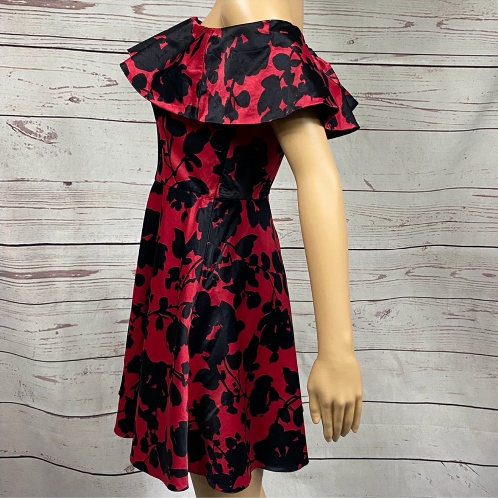 Topshop Floral Satin Off-The-Shoulder Mini Dress - Picture 5 of 11